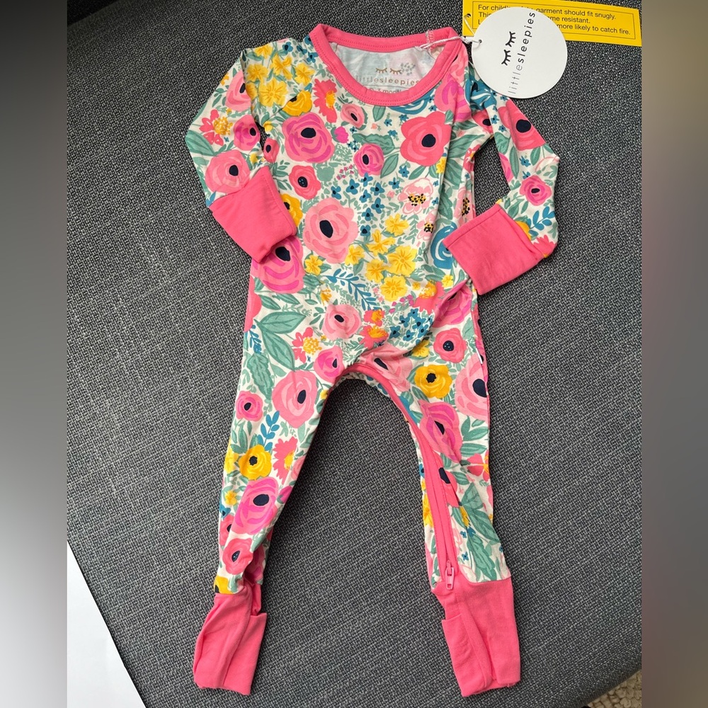 Little Sleepies Secret Garden Crescent Zippy- NWT - 0-3m